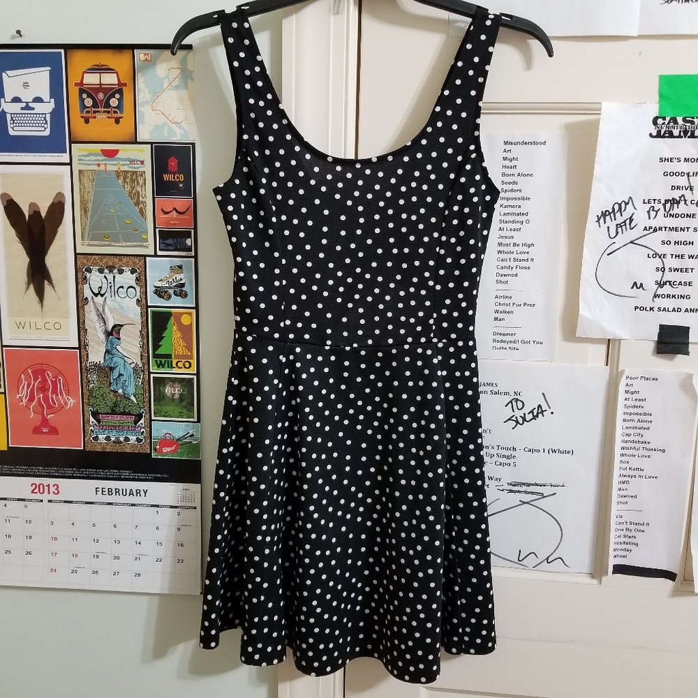 Divided by H&M dress 6 polka dot print skater retro mod mini sleeveless stretch